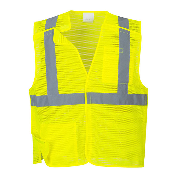 PortWest Class 2 Hi Vis Yellow Economy Mesh Break-Away Vest US384 Front